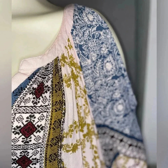 Free People Portobello Road Boho Cold Shoulder Tunic Mini Dress Womens s - Picture 16 of 16